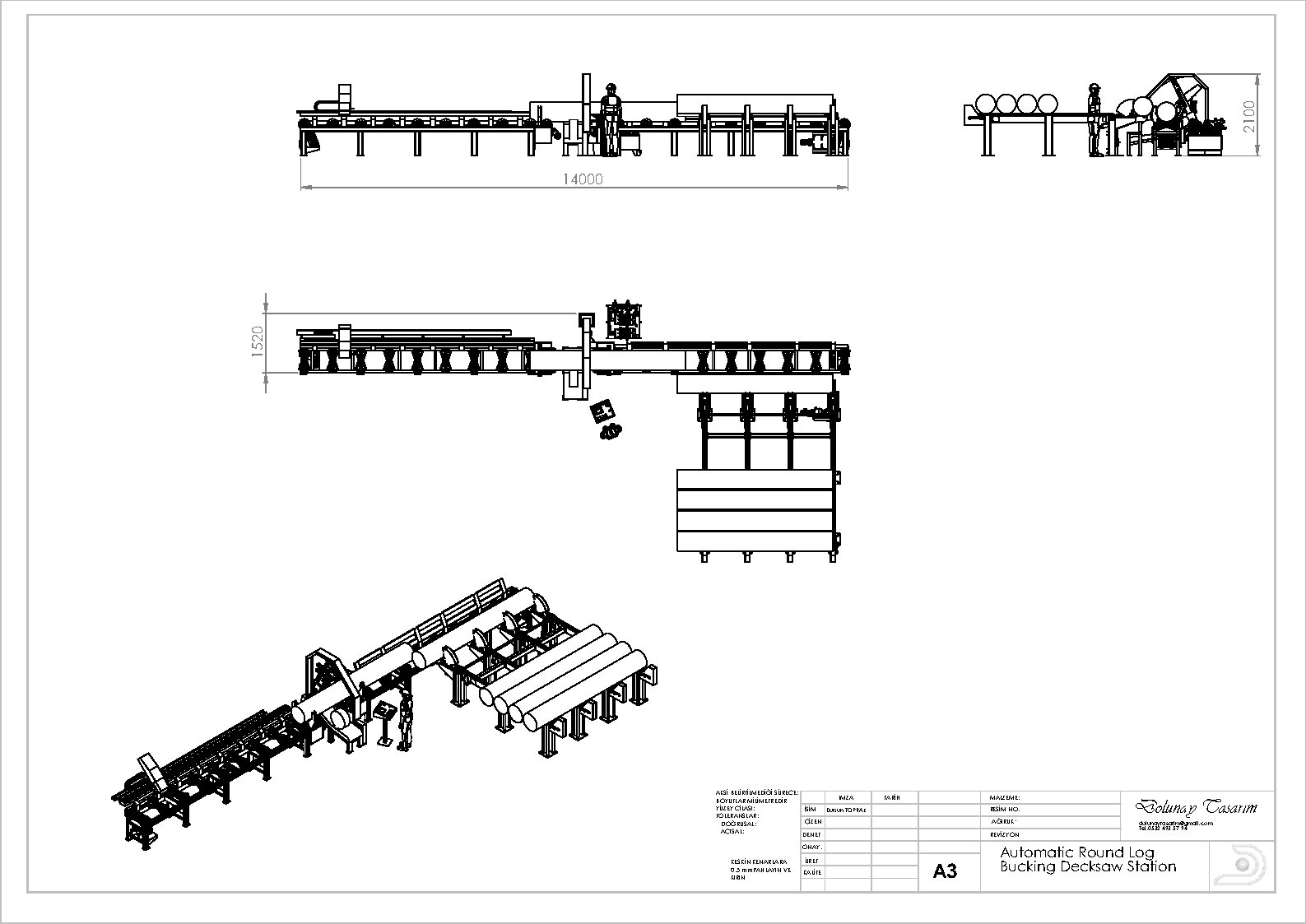 自动圆木反切甲板锯站。