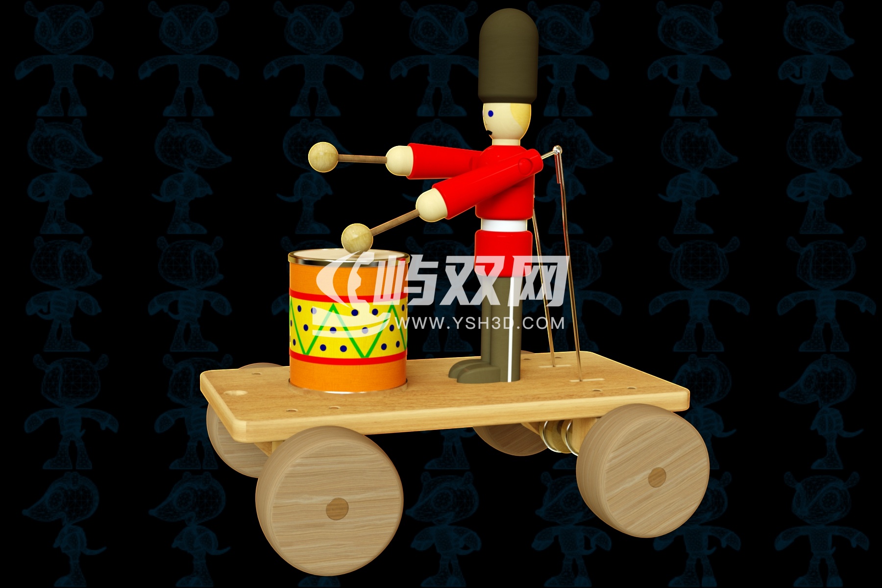 鼓手木制玩具