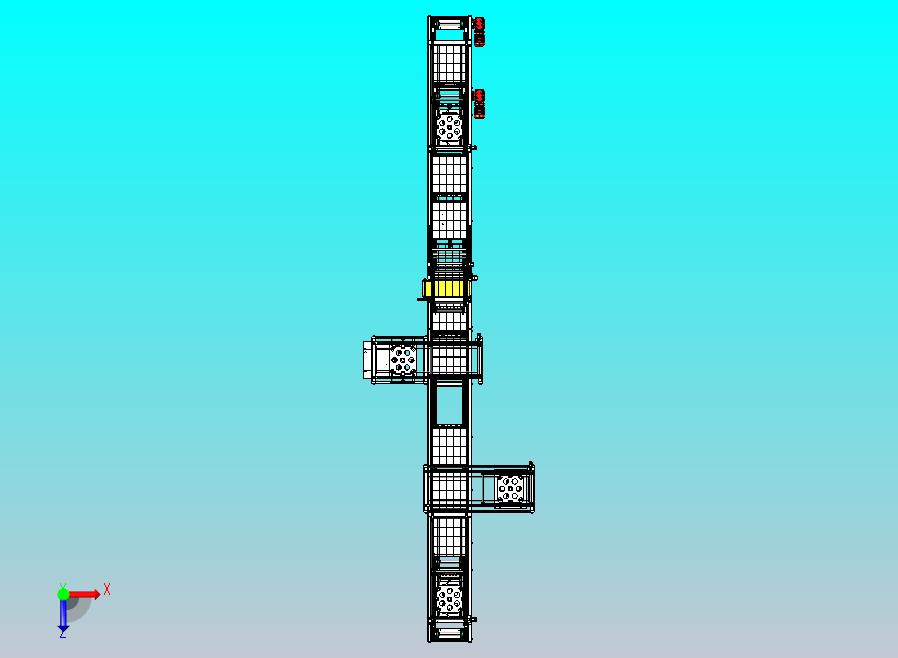 营养液生产线，灌装，灭菌，装托盘，装框。双层倍速链，龙门夹爪机构，等距排列机构，液压升降机