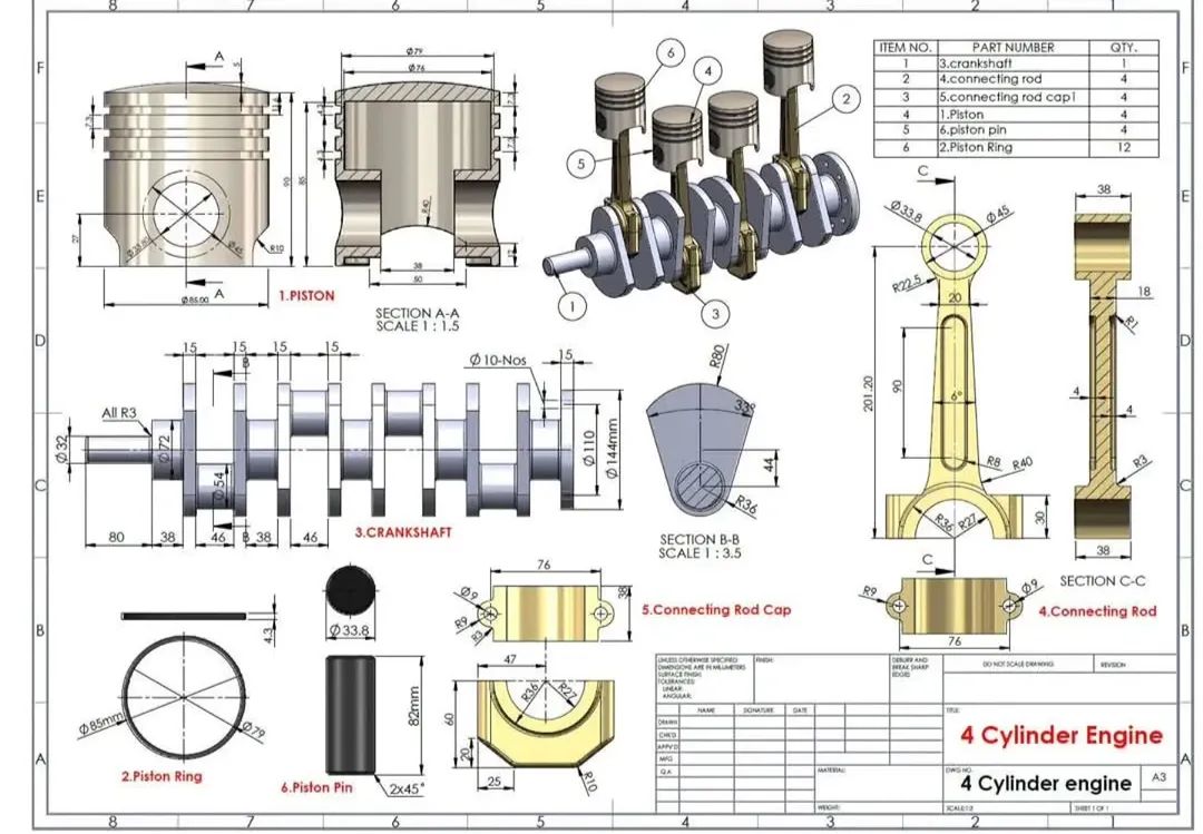 4 Inline Cylinder Engine