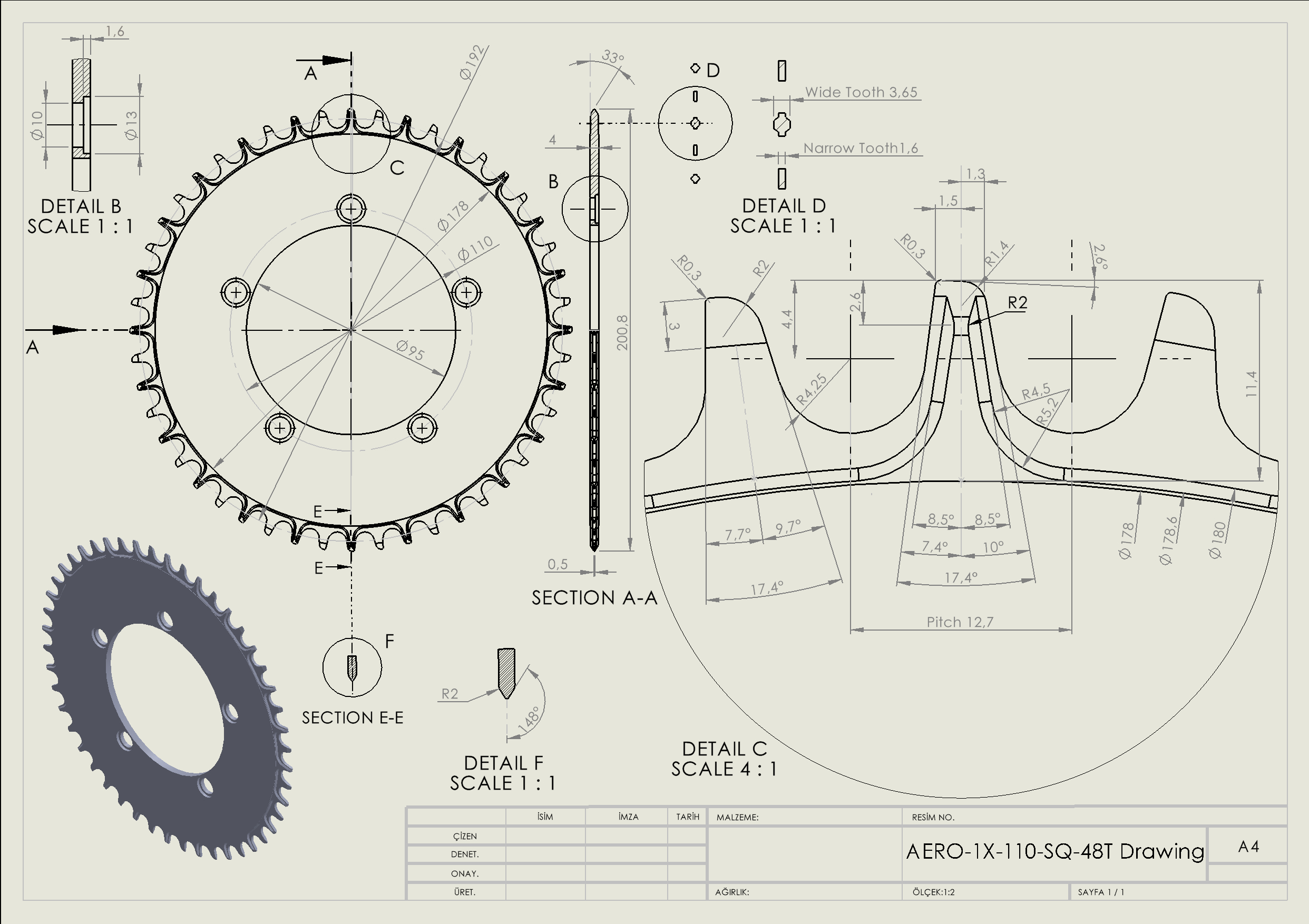 AERO BCD 110毫米5孔链轮