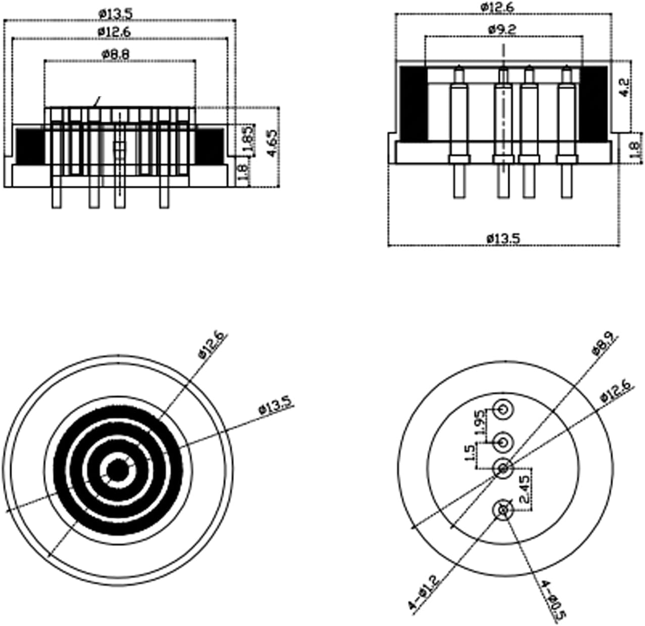360 度磁性 4 针连接器