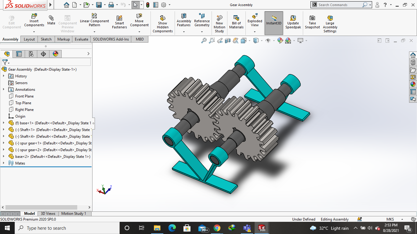 支线齿轮和它的装配