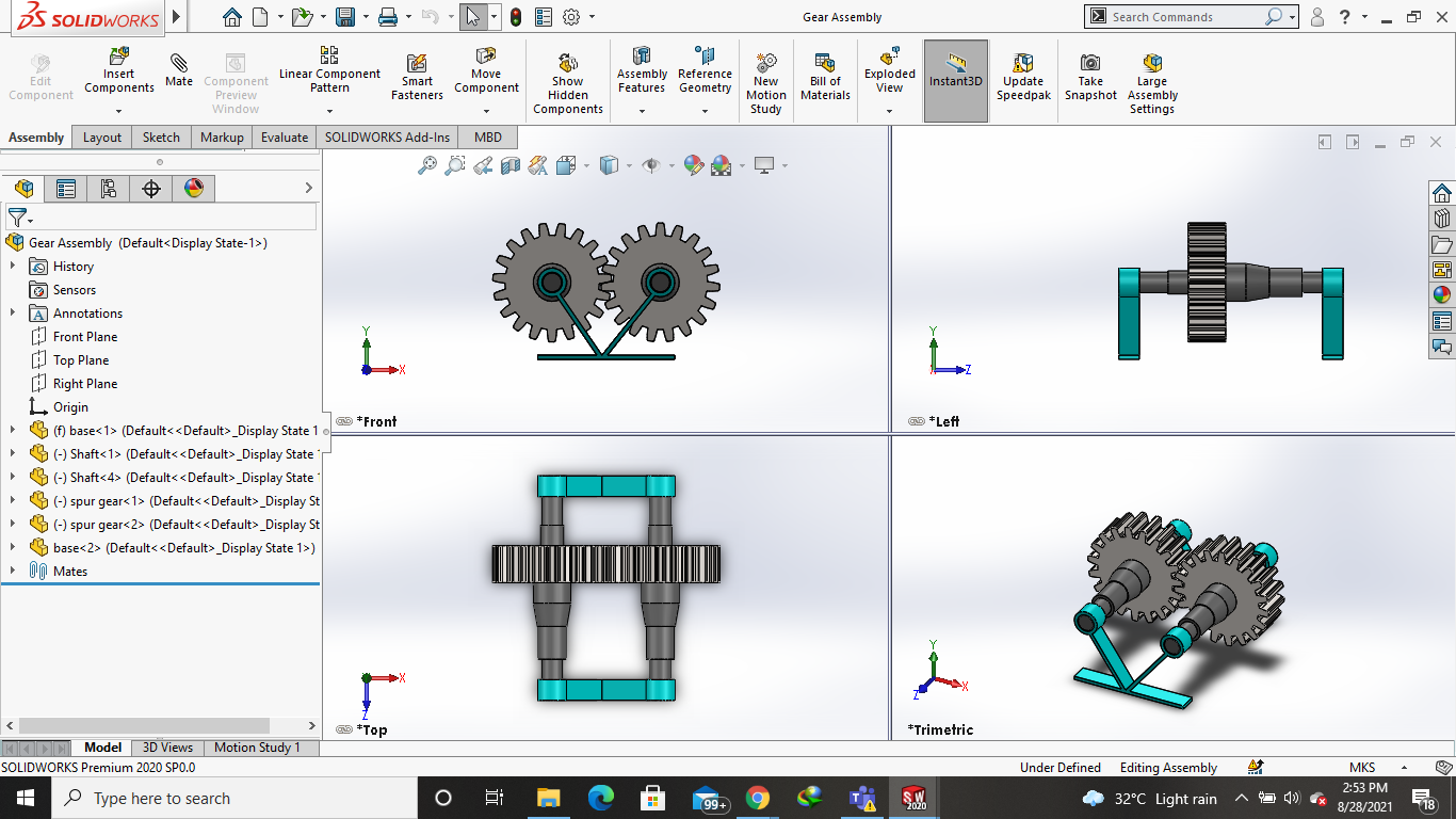 支线齿轮和它的装配
