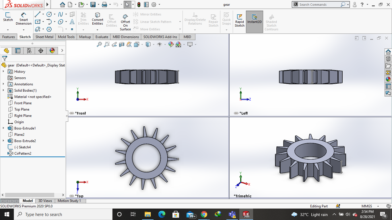 支线齿轮和它的装配