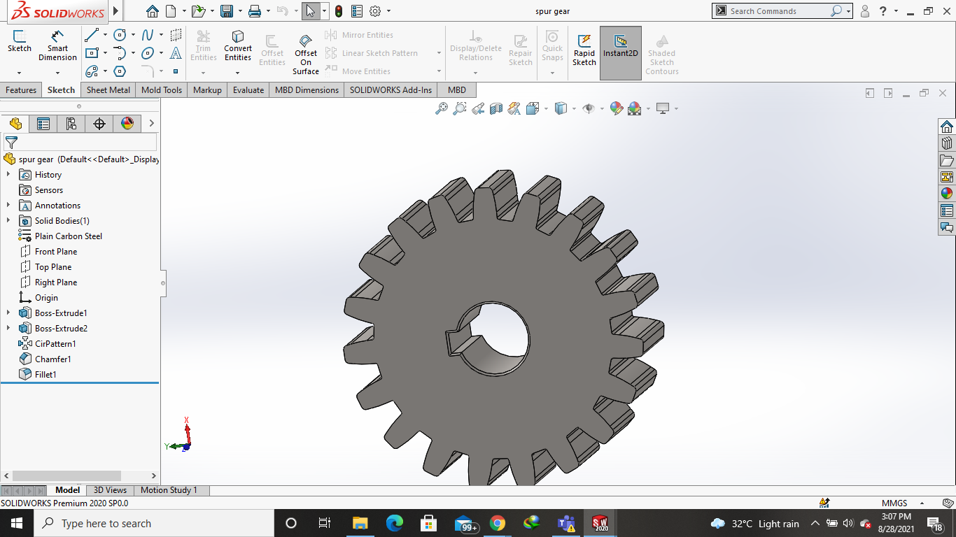支线齿轮和它的装配