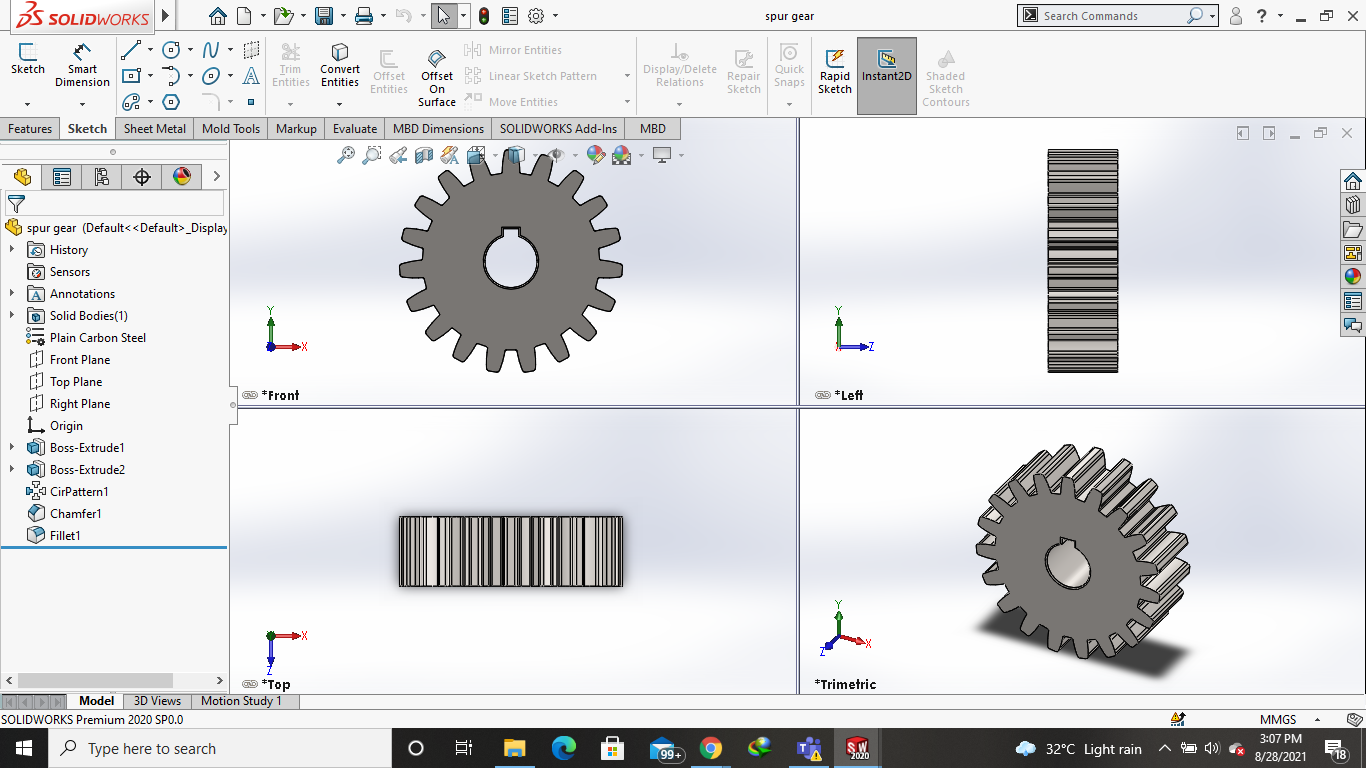 支线齿轮和它的装配