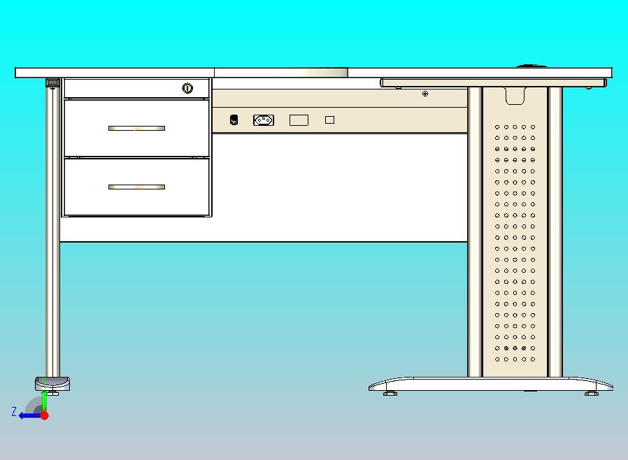 带金属腿的 L 形桌子