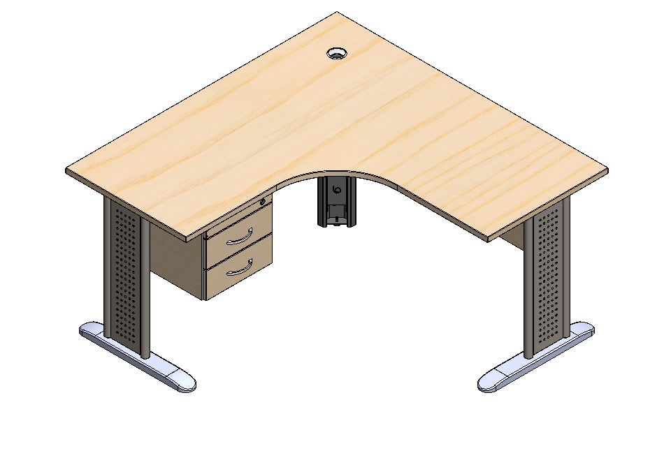 带金属腿的 L 形桌子