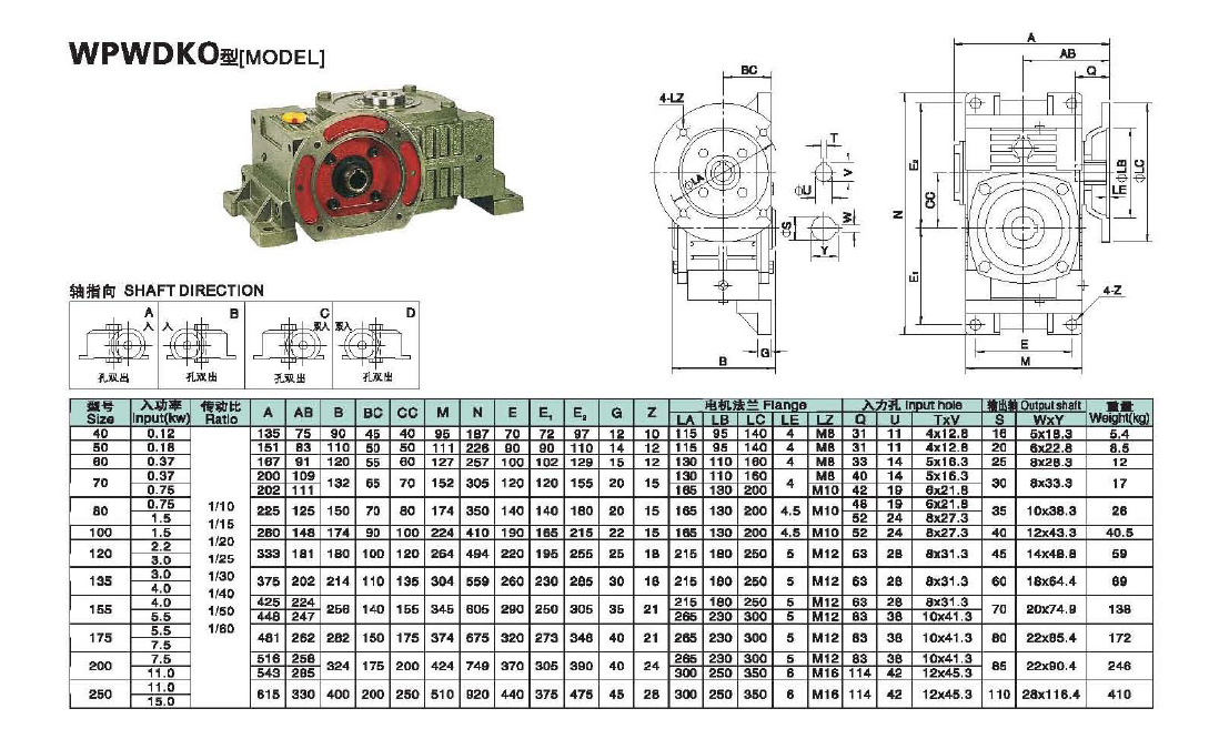 20款WPWDKO型蜗轮蜗杆减速机 