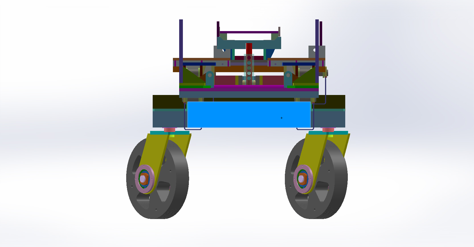 装配线上与拖拉机对接的台车