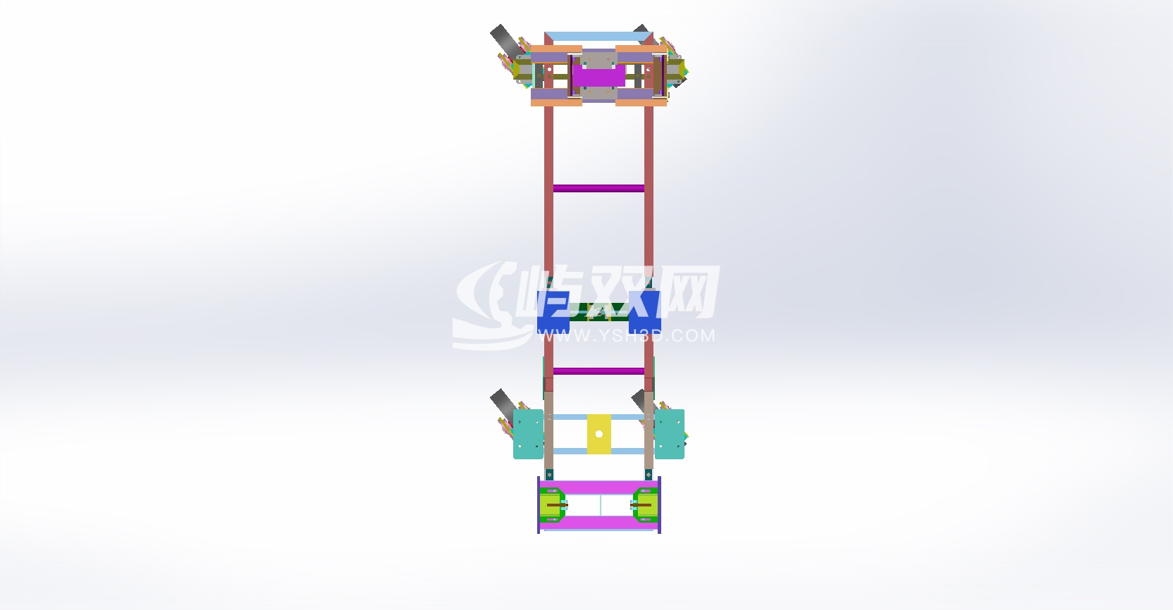 装配线上与拖拉机对接的台车