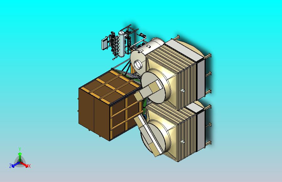 工业冷却循环系统（冷却塔，储罐存储冷却液，管路与泵阀）