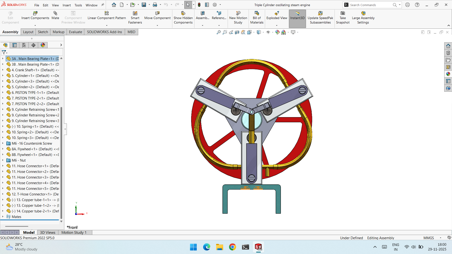 三缸摆动式蒸汽机