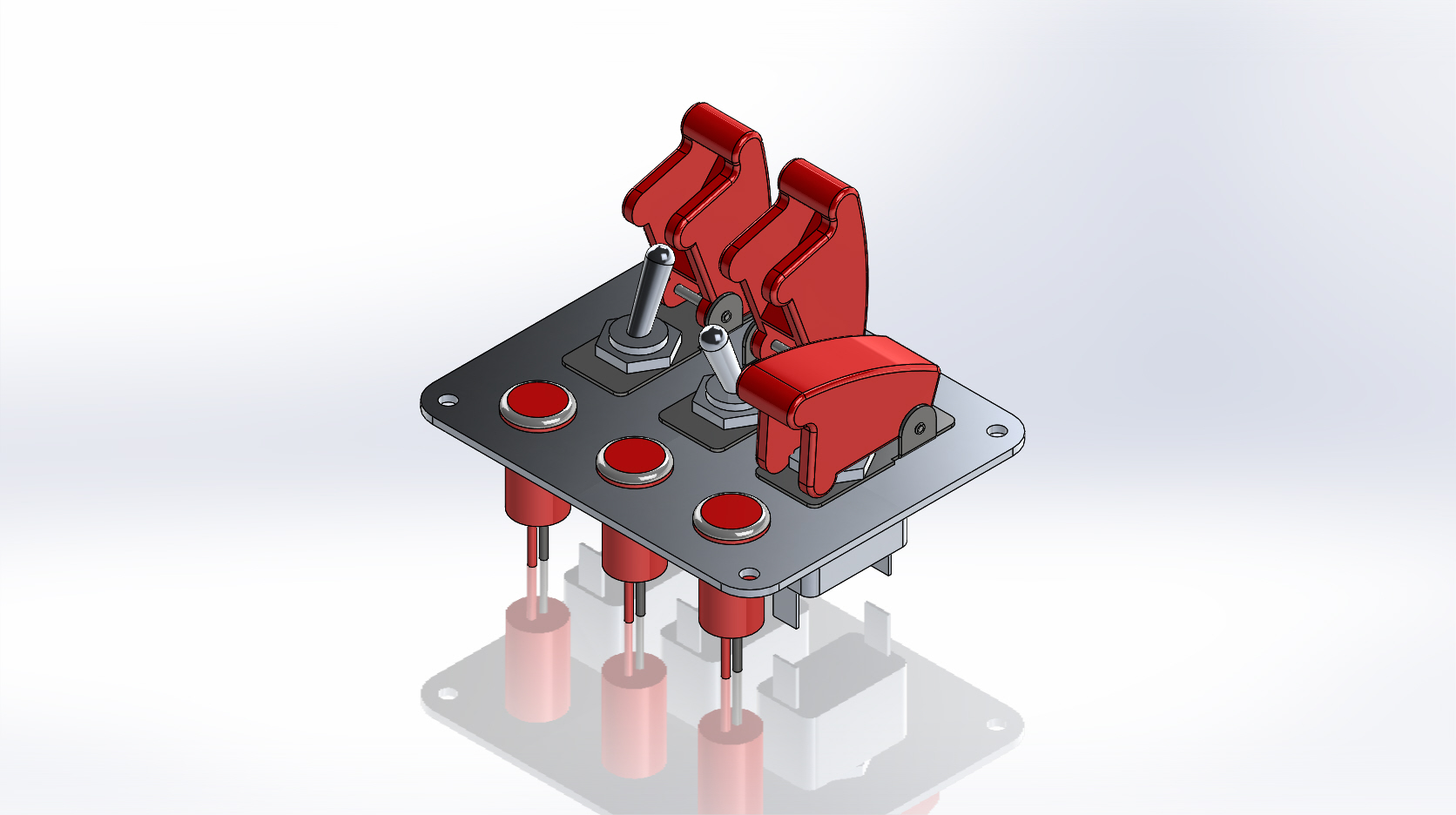 3排红色安全盖拨动开关带指示灯