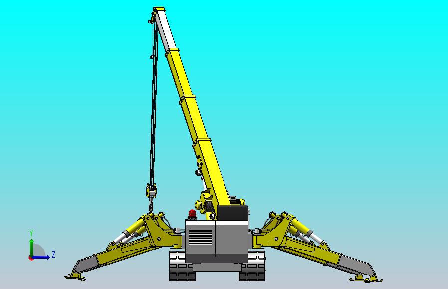 蜘蛛吊车，由履带底盘、多支腿、可伸缩吊臂和吊钩