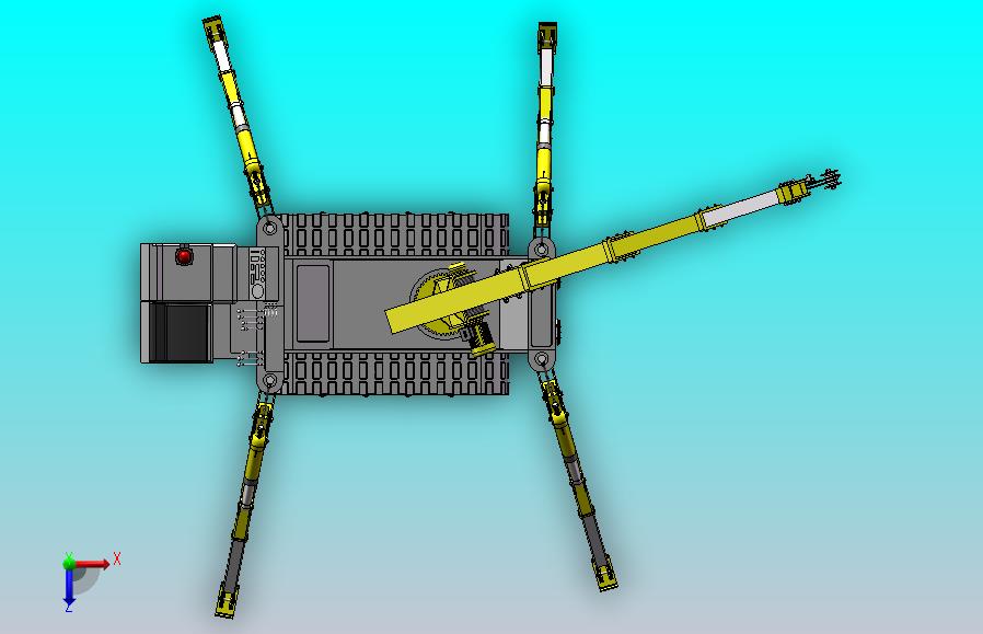 蜘蛛吊车，由履带底盘、多支腿、可伸缩吊臂和吊钩