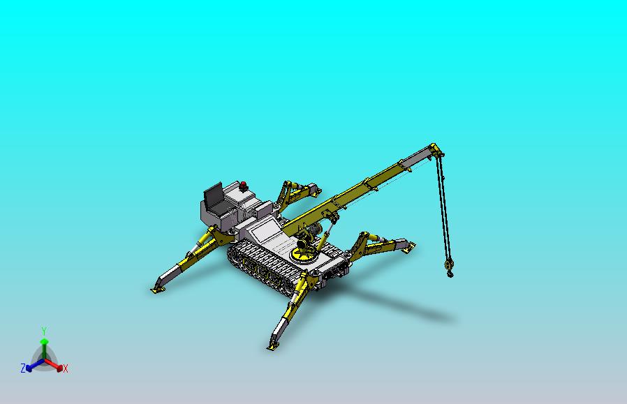 蜘蛛吊车，由履带底盘、多支腿、可伸缩吊臂和吊钩