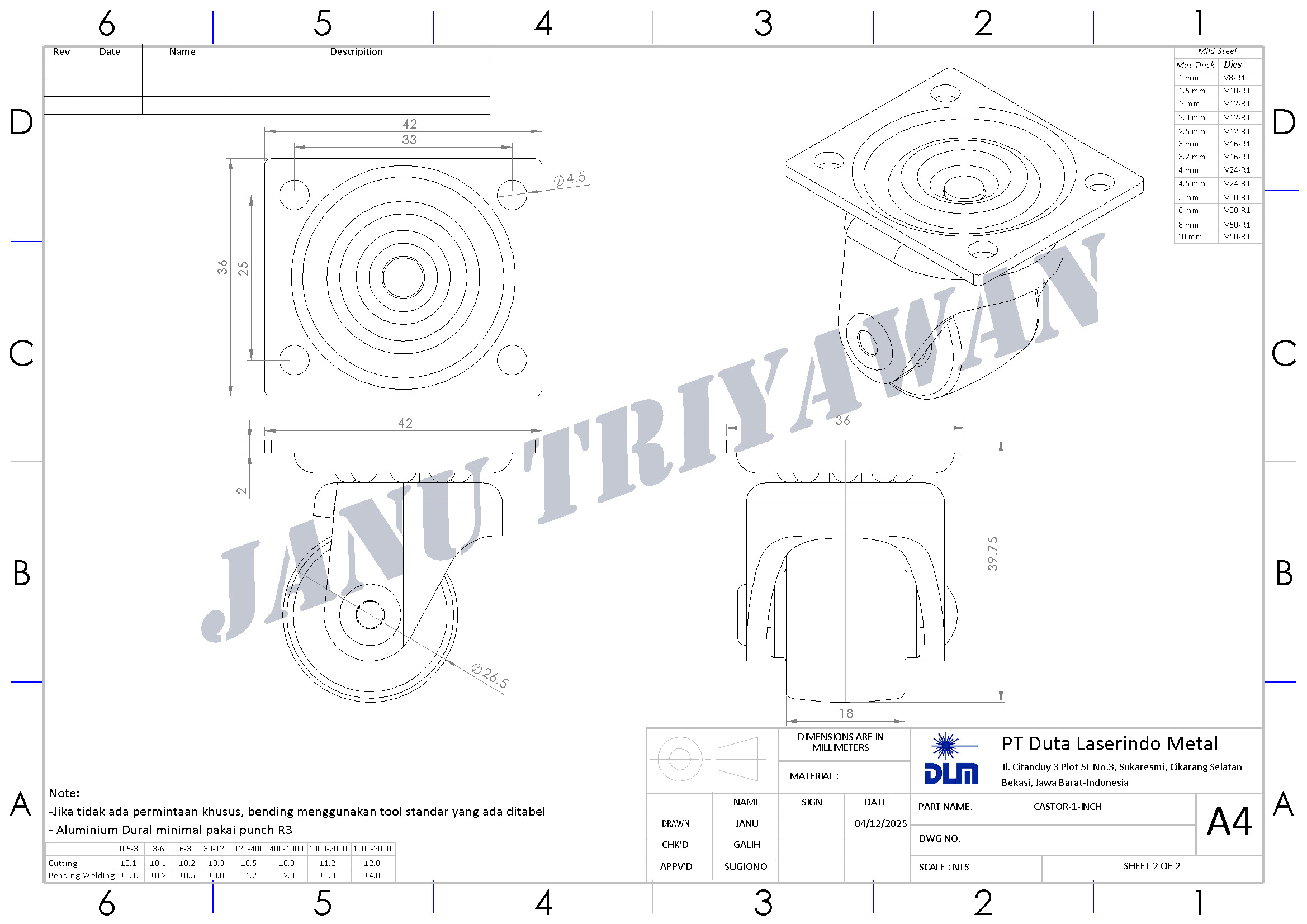 脚轮-脚轮-RODA-1英寸