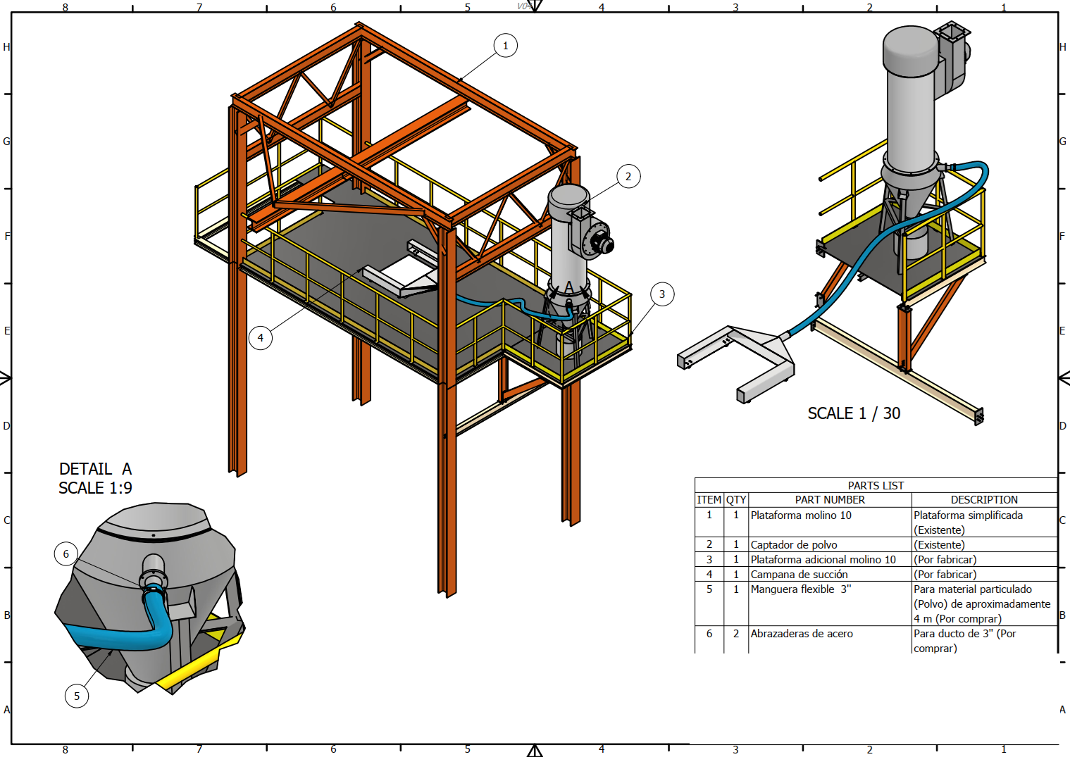 带除尘过滤器的3200球磨机大袋卸料安全平台