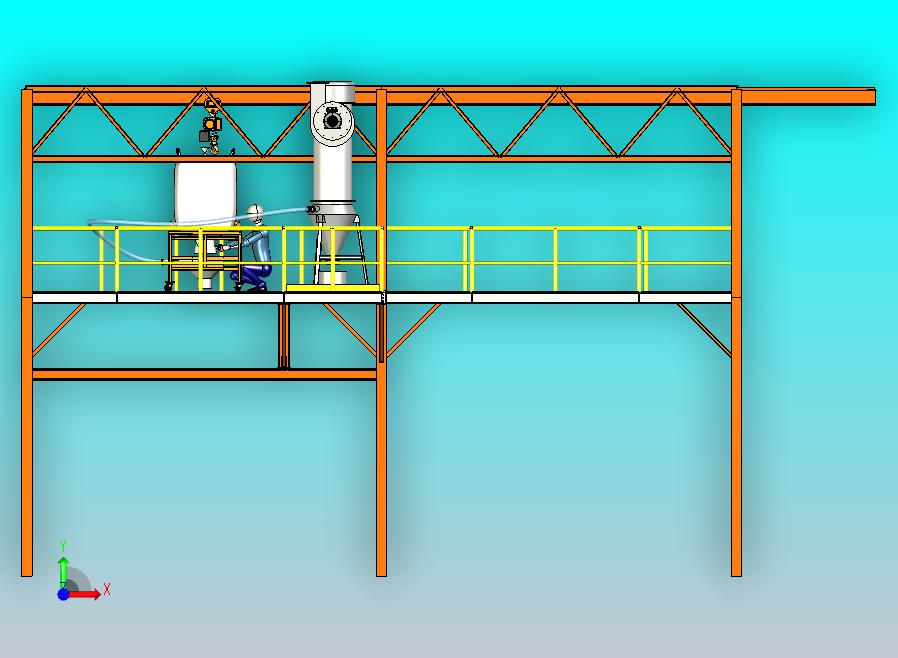带除尘功能的双球磨机3200大袋卸料安全平台
