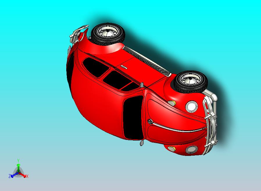 红色甲壳虫轿车CATIA V5 r21模型