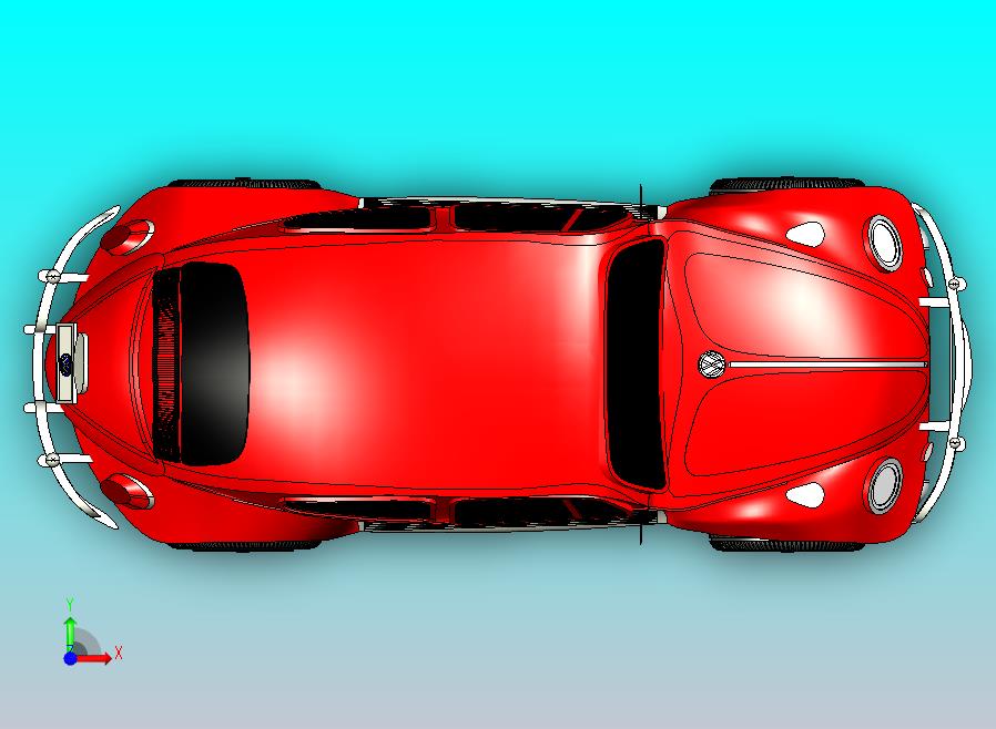 红色甲壳虫轿车CATIA V5 r21模型