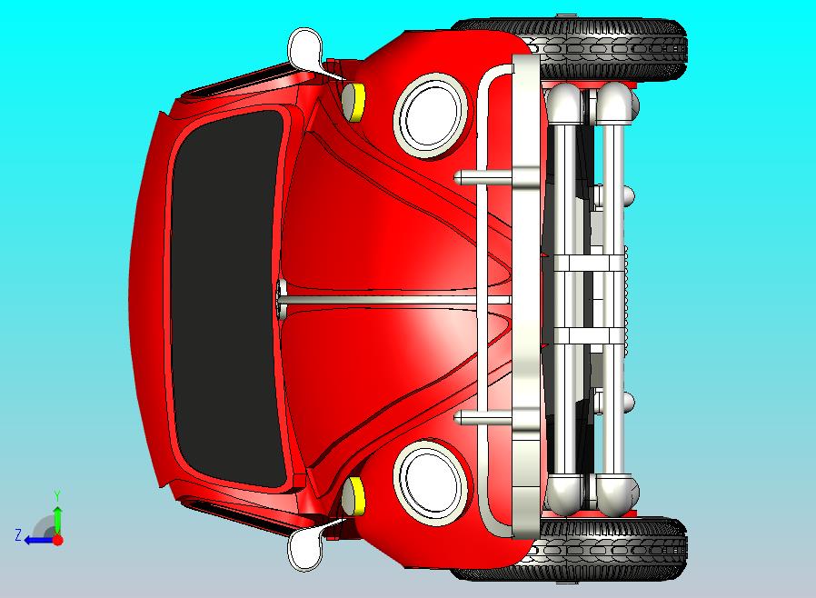 红色甲壳虫轿车CATIA V5 r21模型