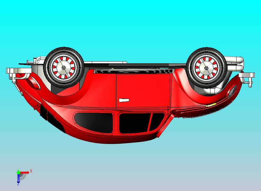 红色甲壳虫轿车CATIA V5 r21模型