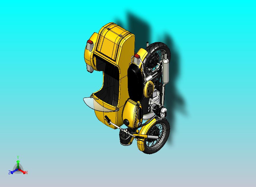 边三轮摩托车CATIA V5 r21模型