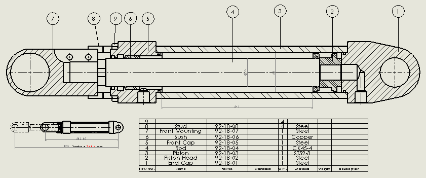 横拉杆液压缸（前后眼）63x45x240mm