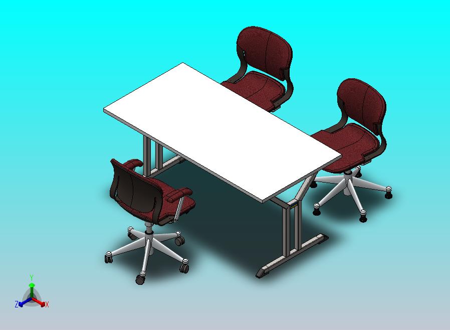 办公桌椅模型