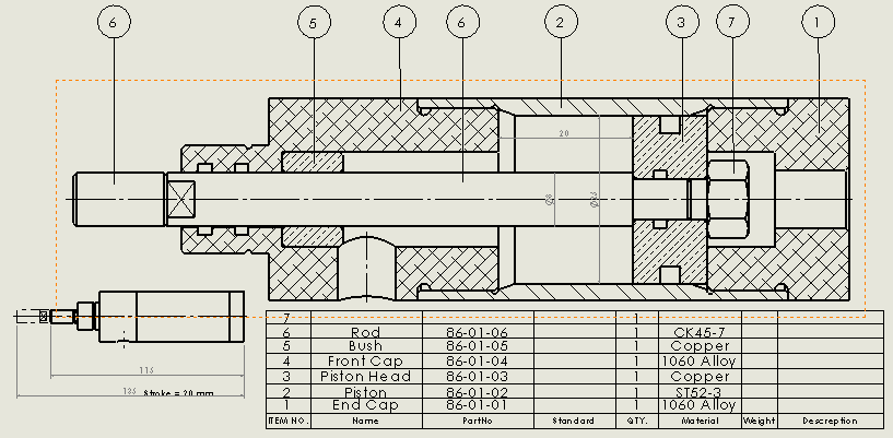 圆形气缸25x8x20mm