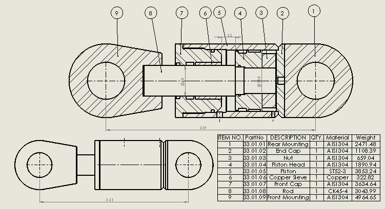 双作用液压缸（焊接式）100x50x20mm