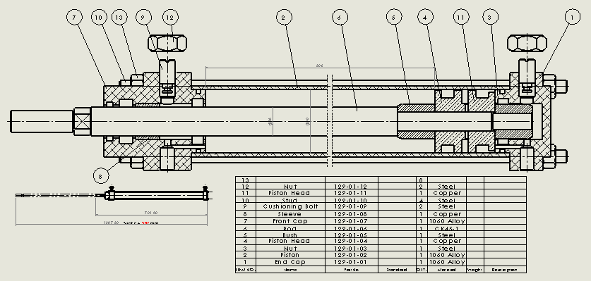 横拉杆液压缸40x18x506mm