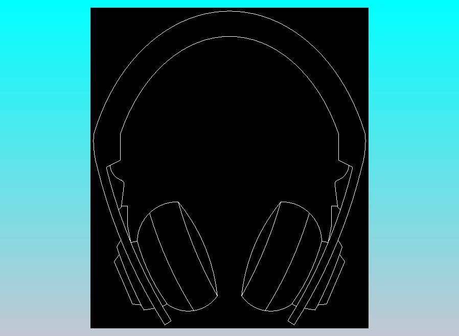 头戴耳机CAD示意图