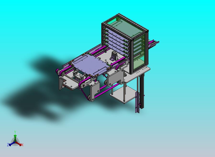 基于双列皮带机的升降料框送料机构