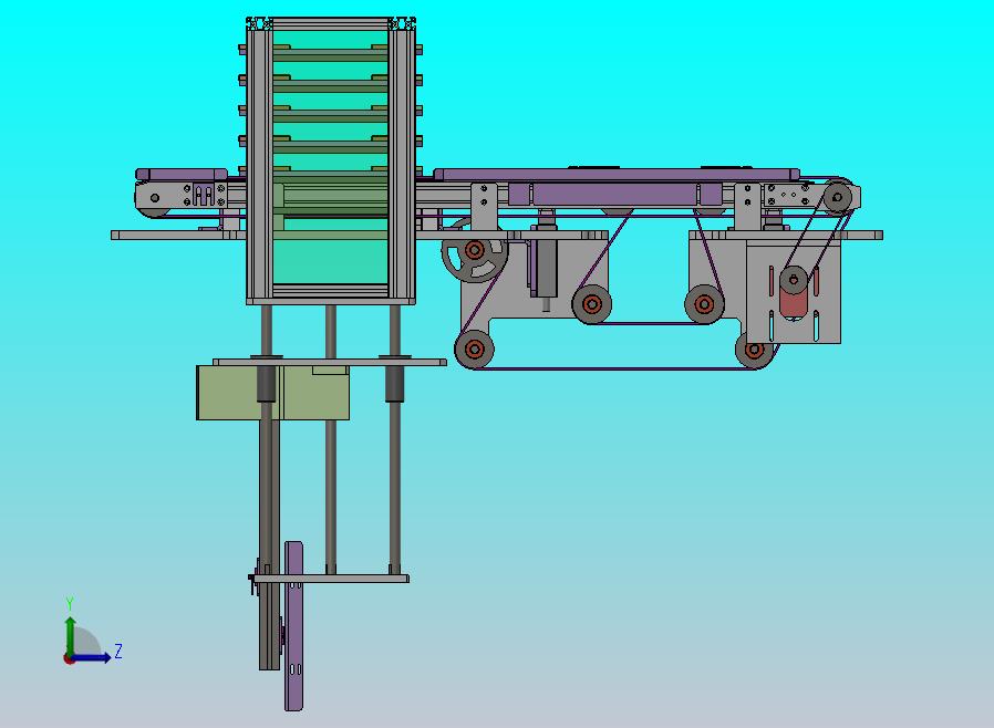 基于双列皮带机的升降料框送料机构