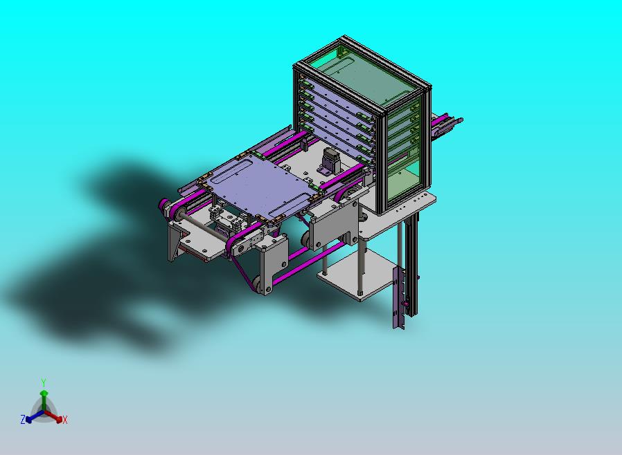 基于双列皮带机的升降料框送料机构