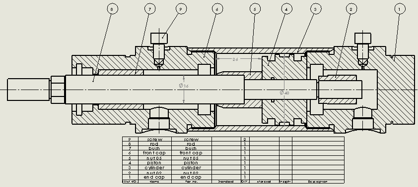 圆形气缸40x16x26毫米