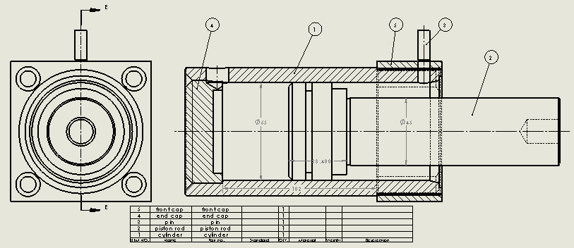 单作用液压缸（前法兰固定）65x45x62 mm
