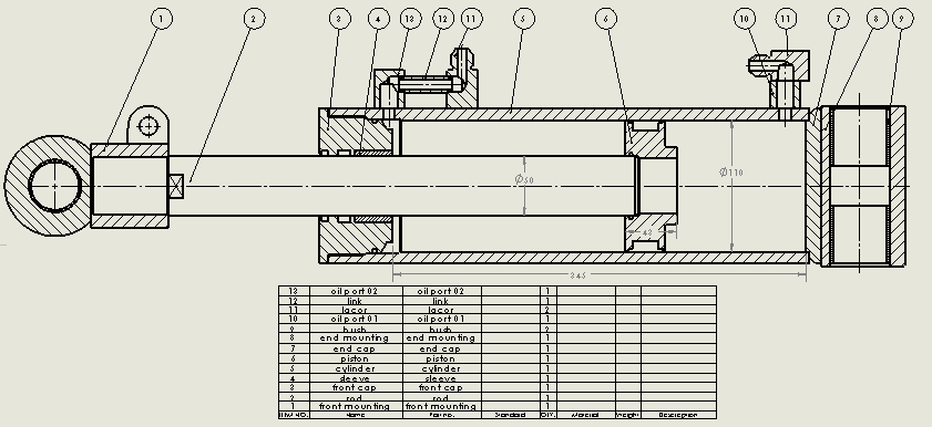 焊接式液压缸（前后安装）110x50x300 mm