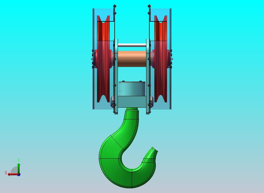 双滑轮重载吊钩