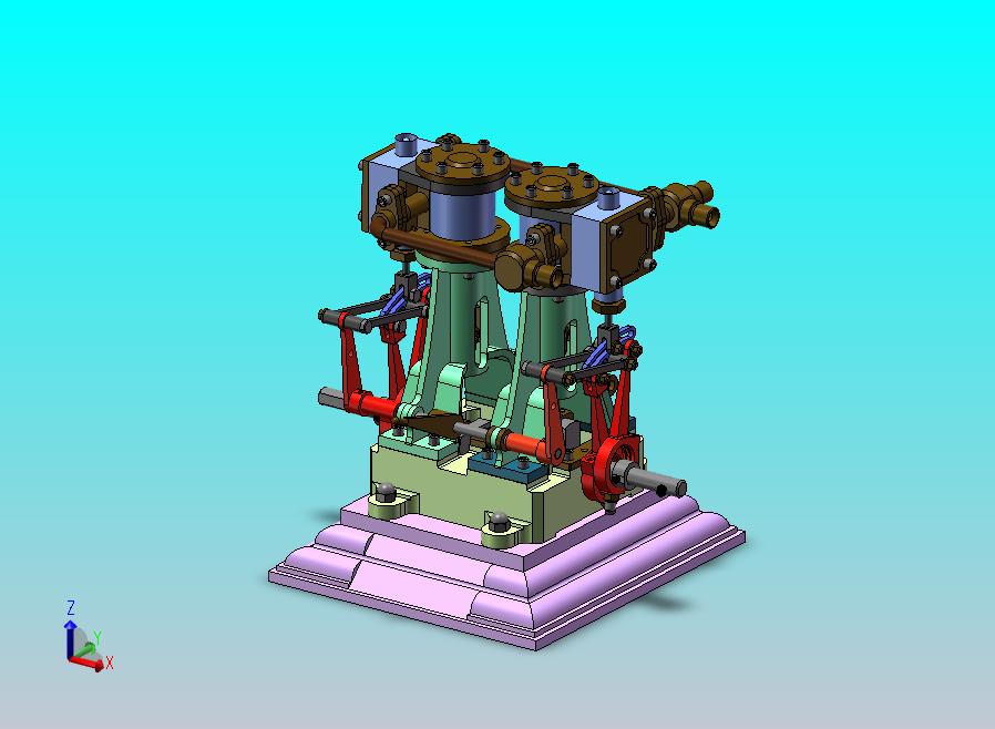双缸蒸汽机模型