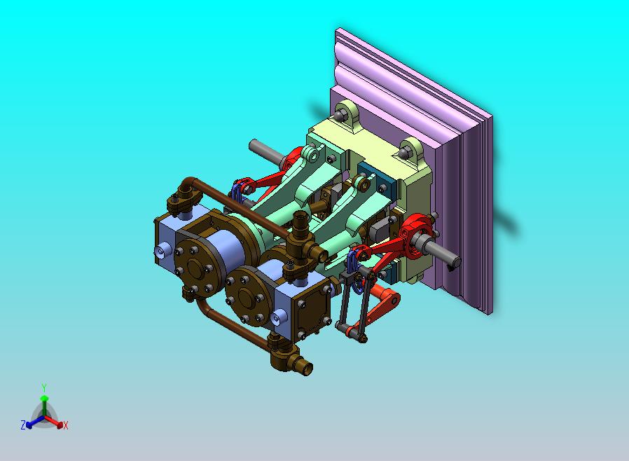 双缸蒸汽机模型