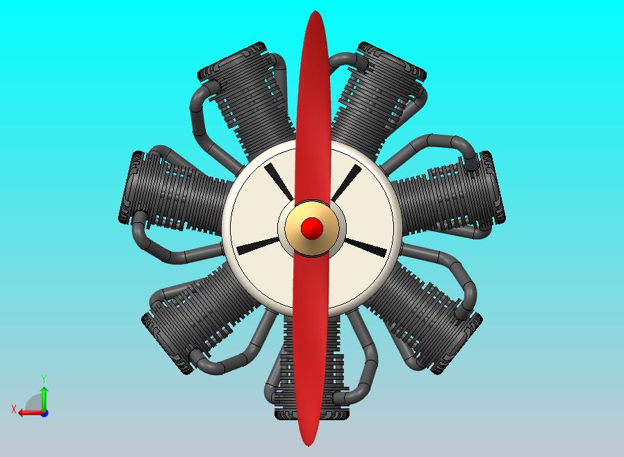 飞机7缸活塞发动机模型SW