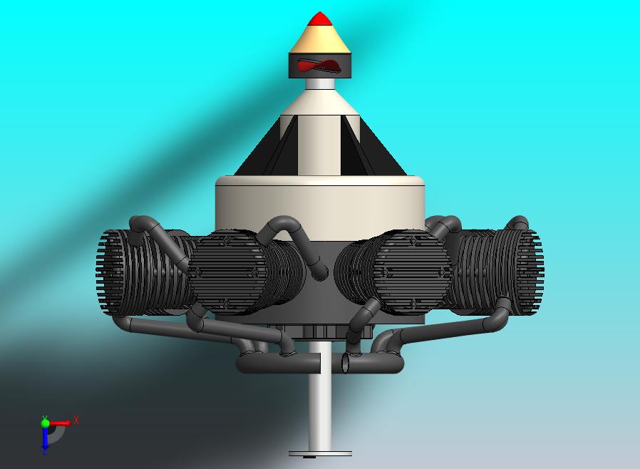 飞机7缸活塞发动机模型SW