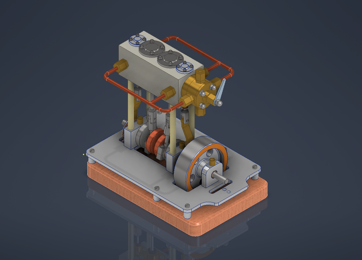 2缸立式船用蒸汽机