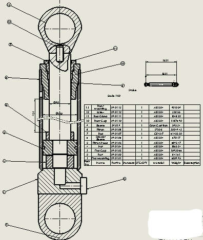 焊接式液压缸（前后安装）150x90x950毫米