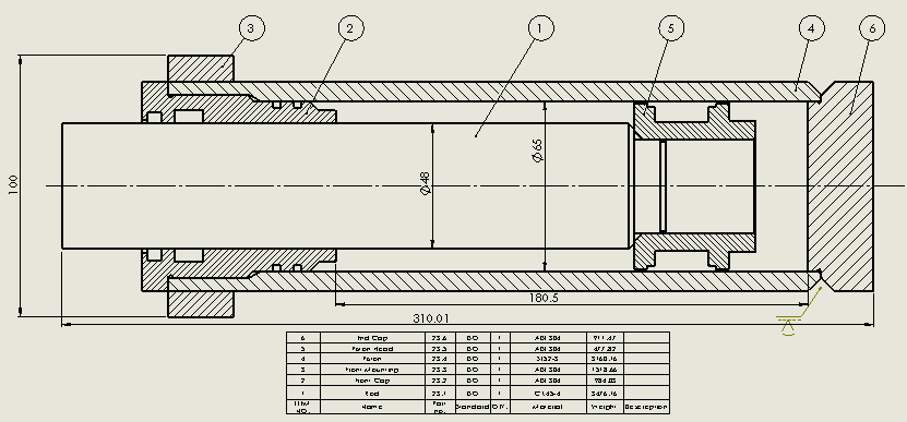 焊接式液压缸（前法兰安装）65x48x135毫米